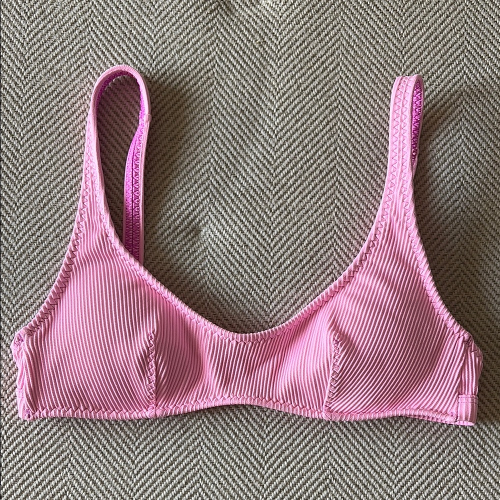 Fabletics Pink Ribbed Bikini Top - XS - Picture 2 of 4